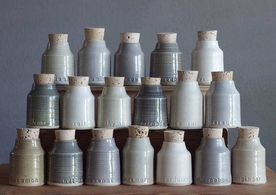 5 custom spice bottles pottery jar with custom words modern