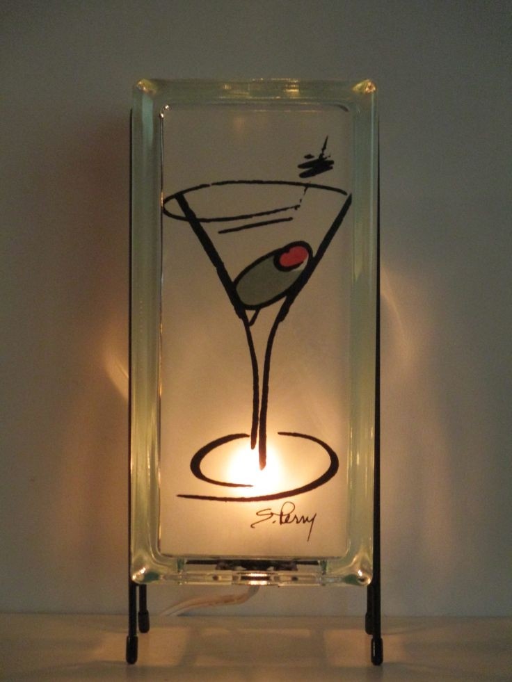 Martini Glass Bar Light, Personalized Free, LED Night Lamp, With Remot