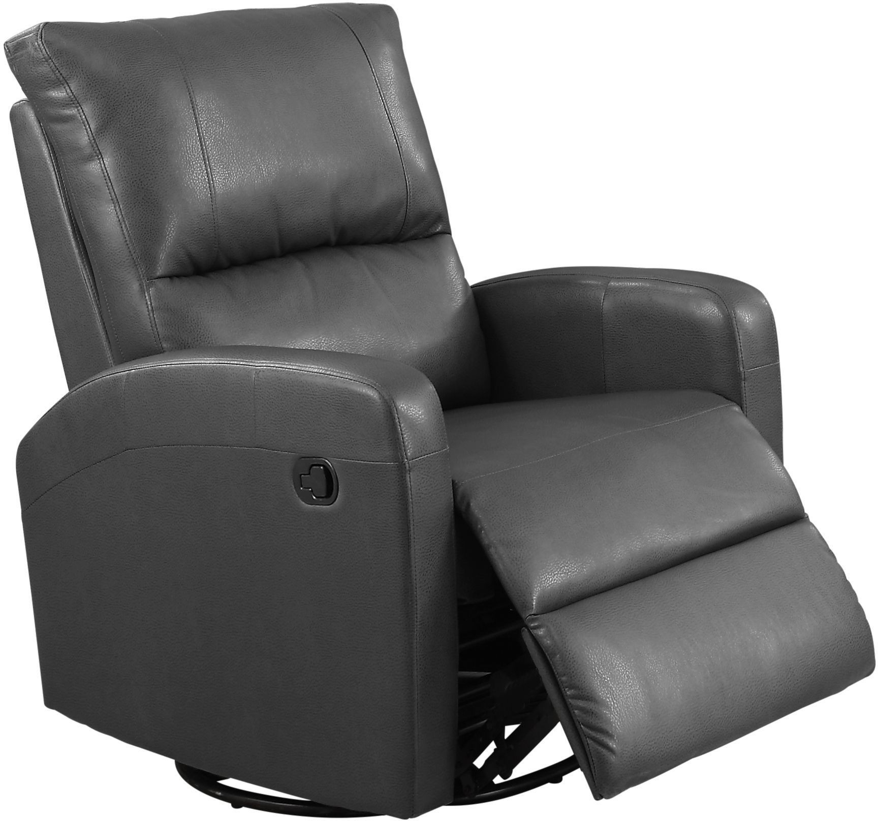 8084gy charcoal gray bonded leather swivel glider recliner