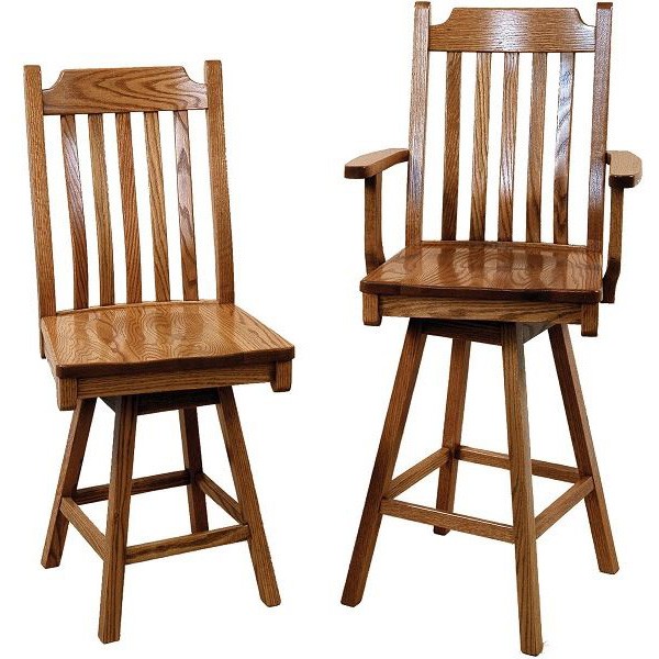 86 mission 5 slat swivel bar stool amish crafted furniture