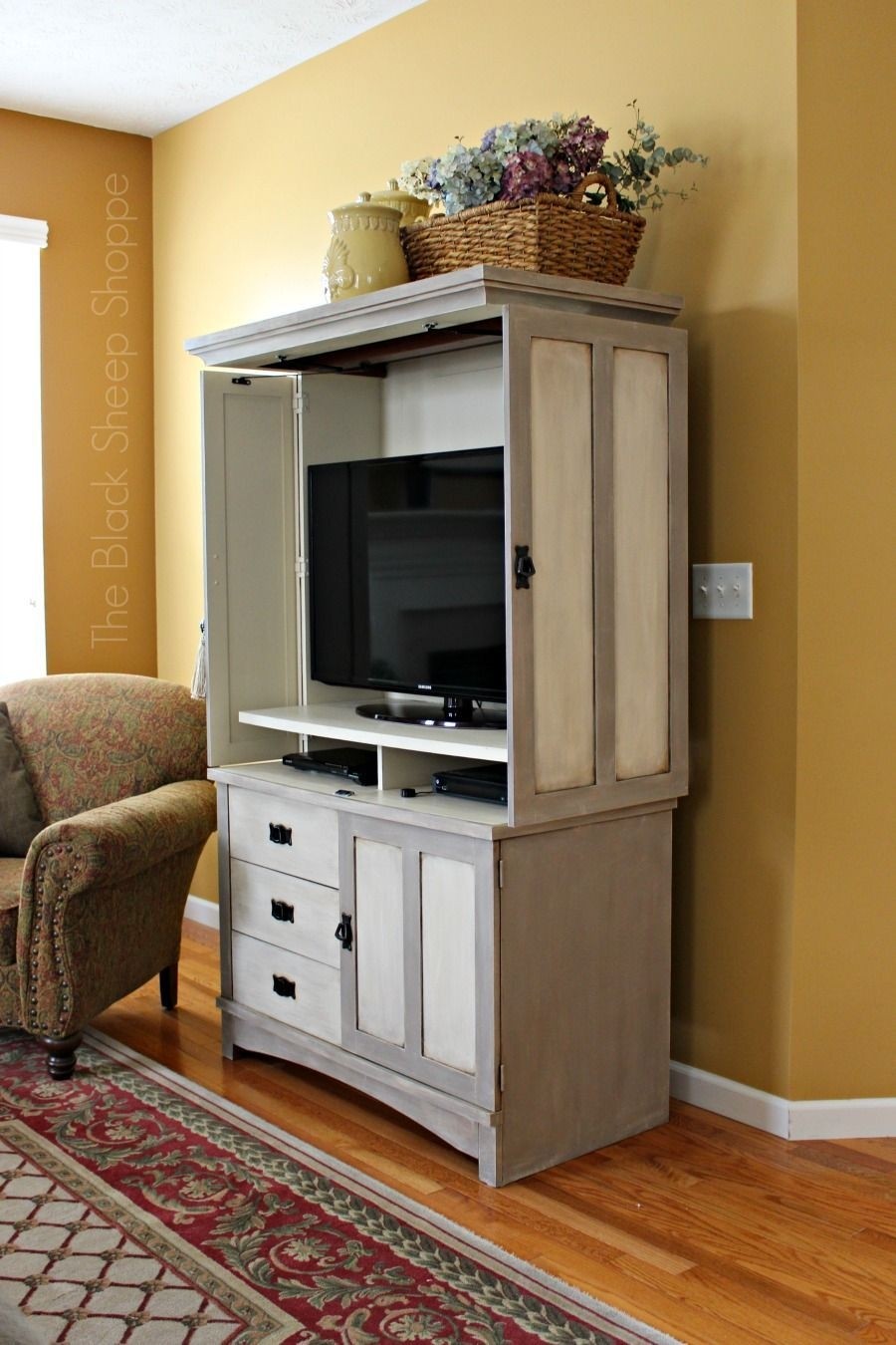 A fresh look for an outdated tv armoire blacktvarmoire