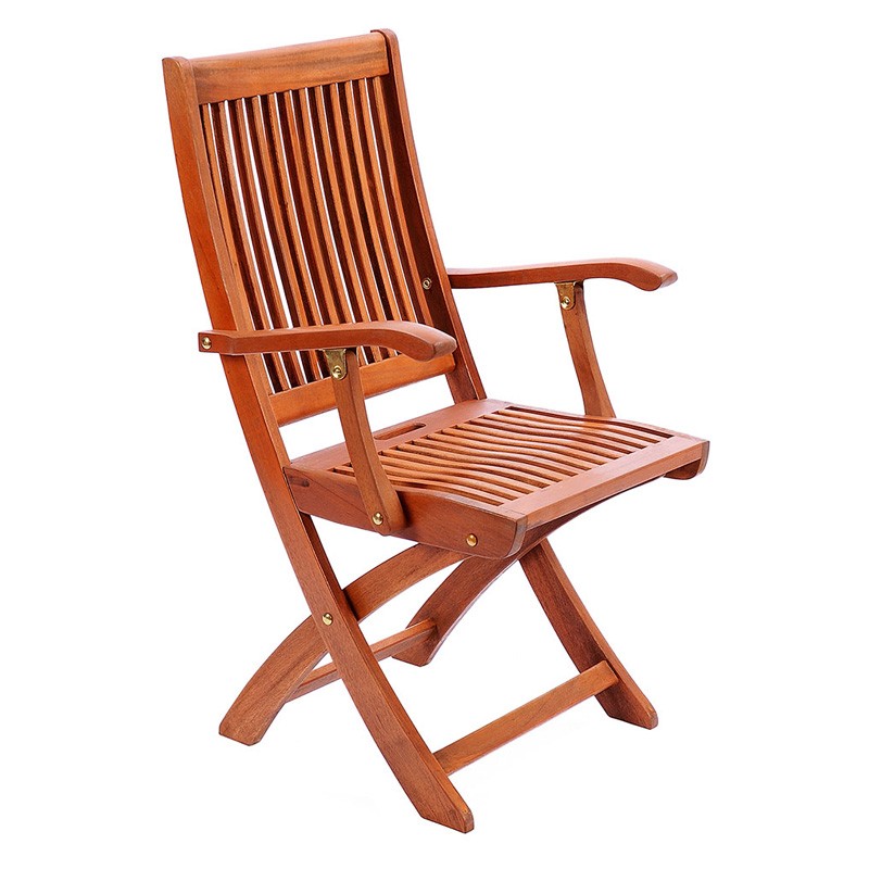 Achla eucalyptus wood folding patio dining arm chair