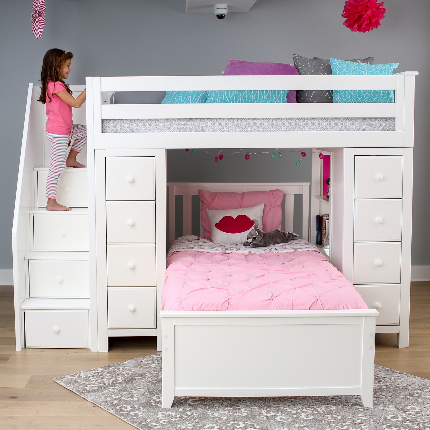 All in one staircase loft bed storage storage twin bed
