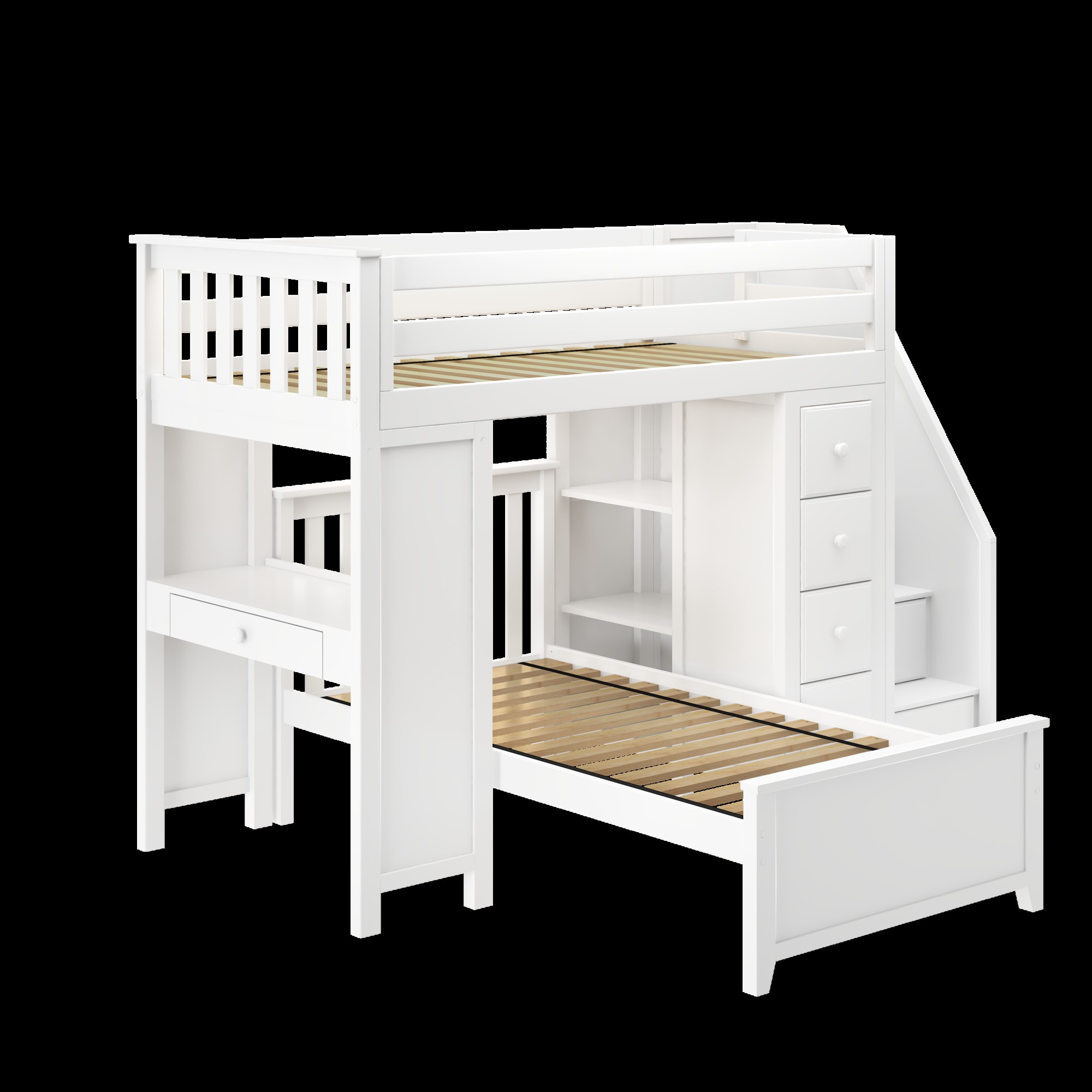 All in one staircase storage study twin loft bed twin