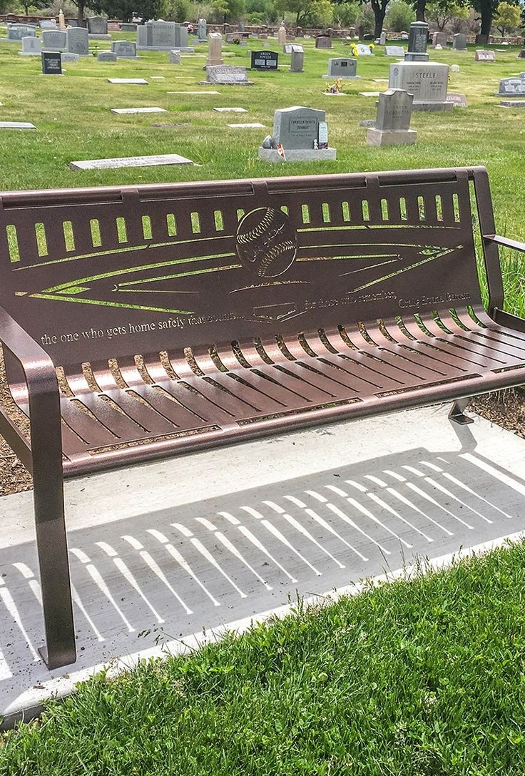 Baseball themed cemetery bench memorial benches custom