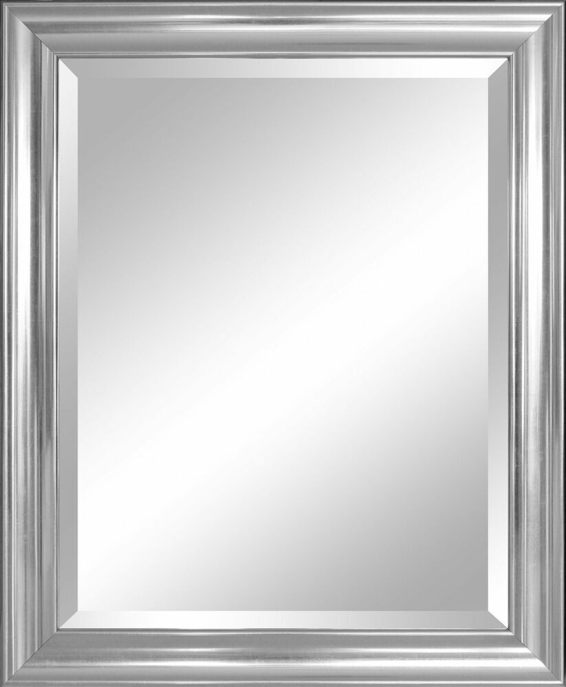 Bathroom mirror for wall beveled frame silver decor mount
