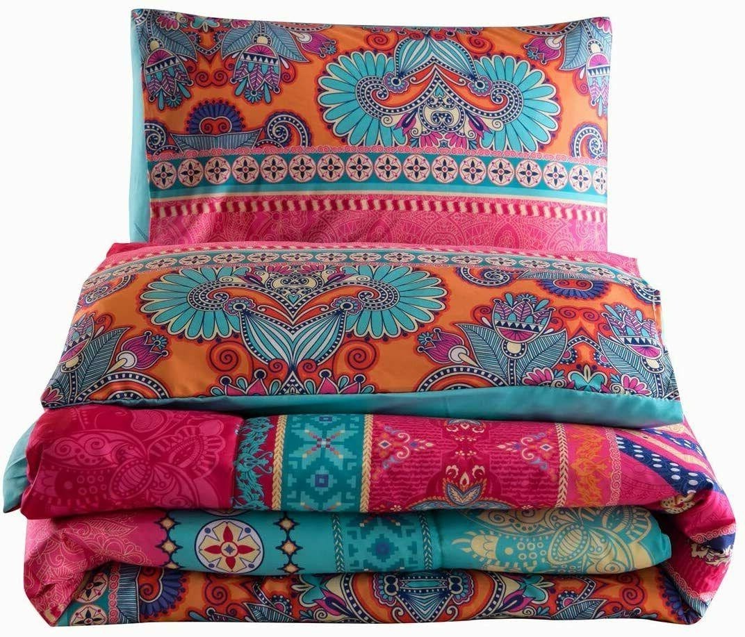 Bohemian comforter sets queen floral soft lightweight exotic