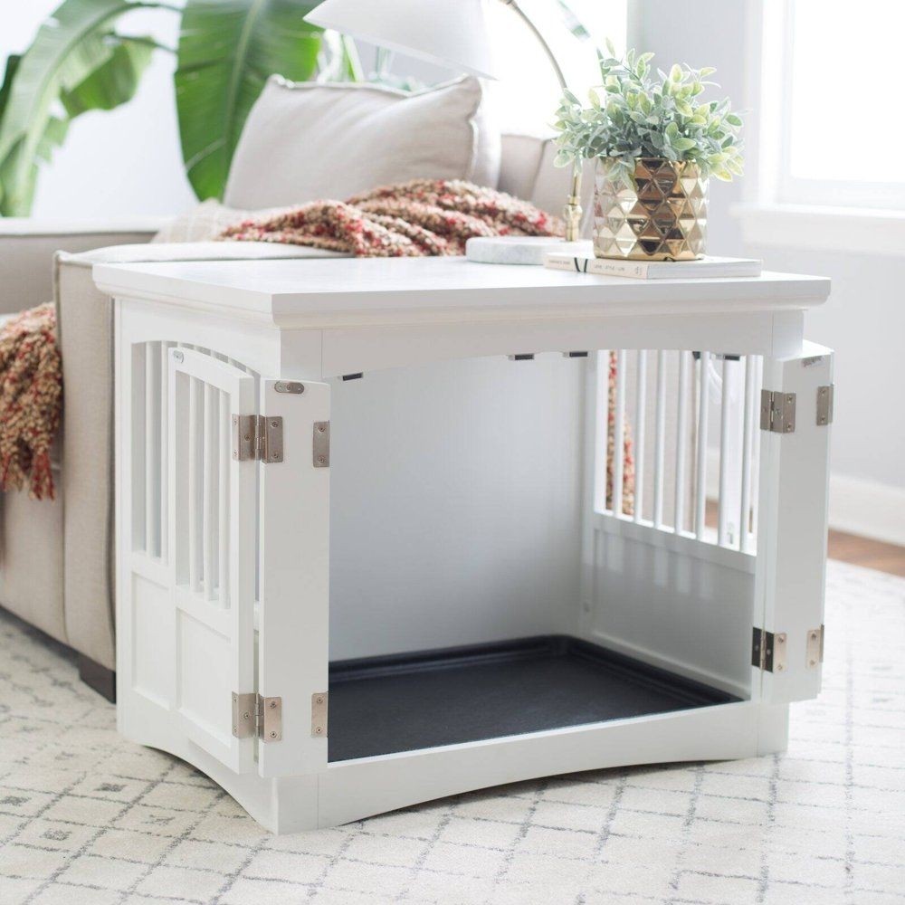 Boomer george double door end table dog crate white