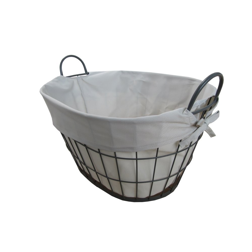 Buy grey metal wire frame oval laundry basket from the