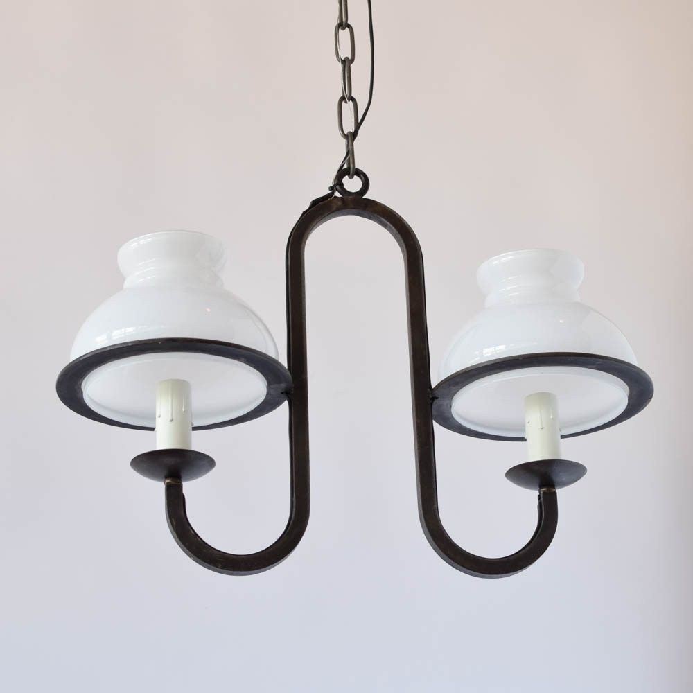 C9920 chandelier with milk glass shades by the big