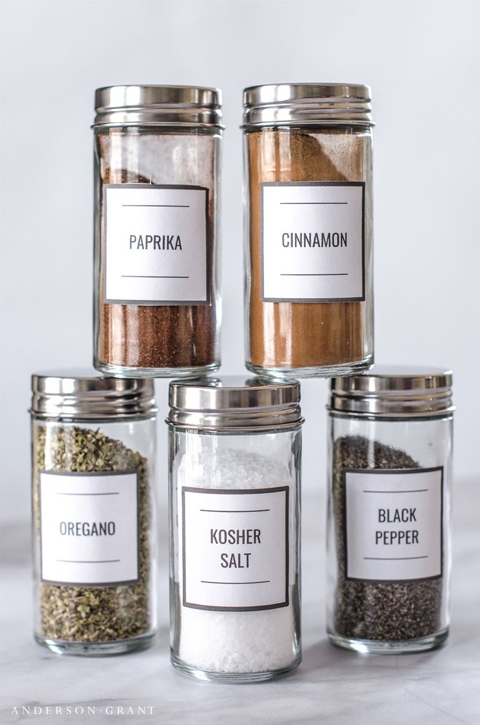 Clean simple custom spice jar labels anderson grant 1