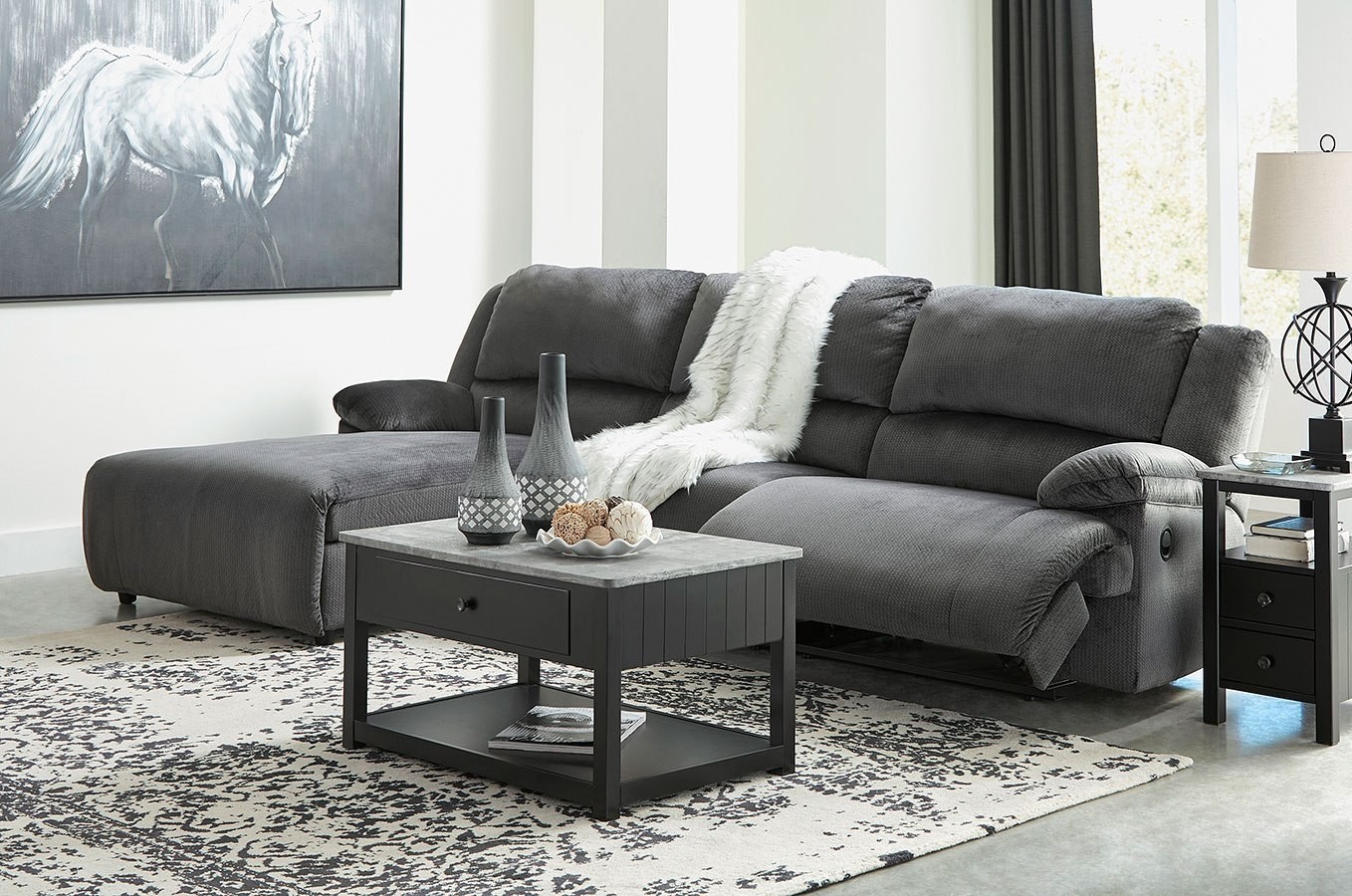Clonmel charcoal small modular reclining sectional 2