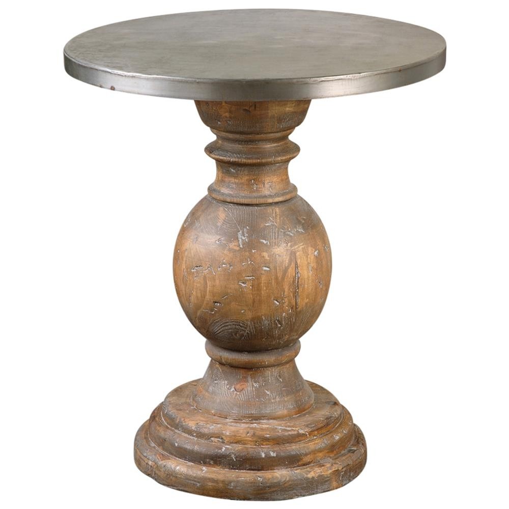 Colt industrial loft rustic aluminum pedestal side table