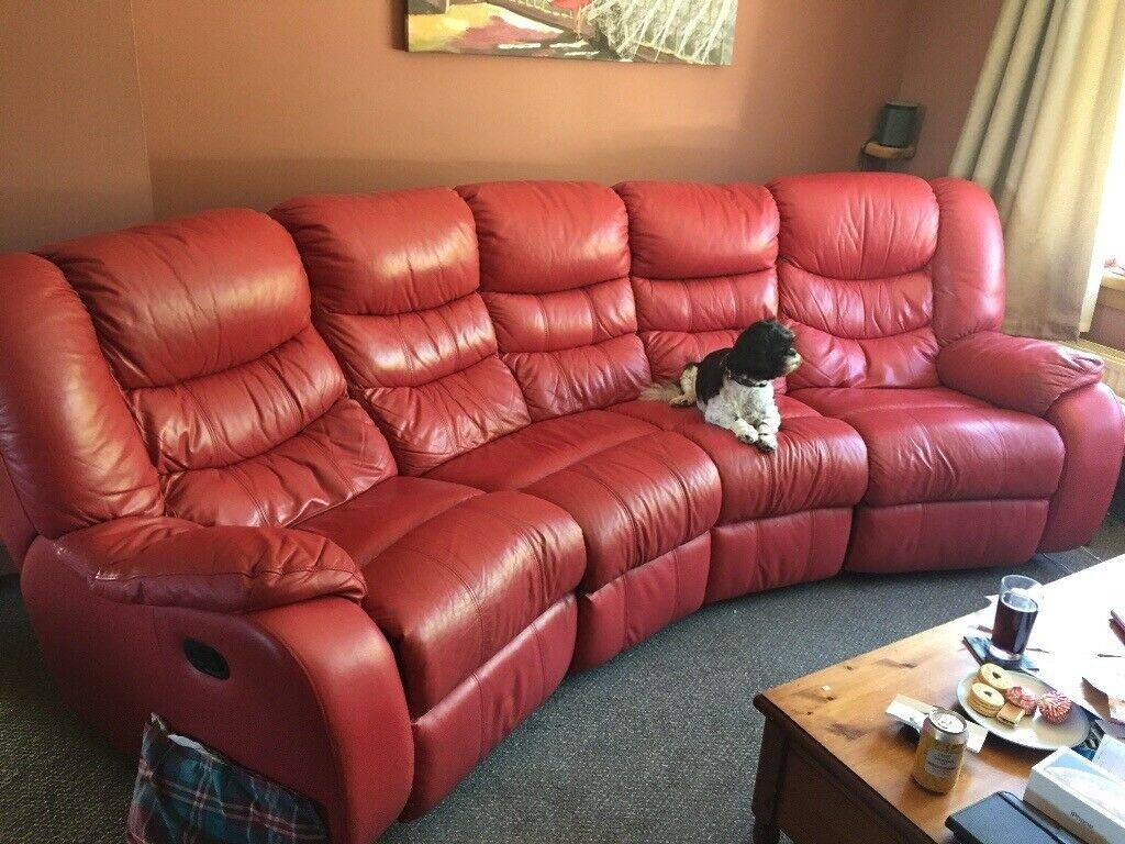 Curved red leather sofa in banff aberdeenshire gumtree