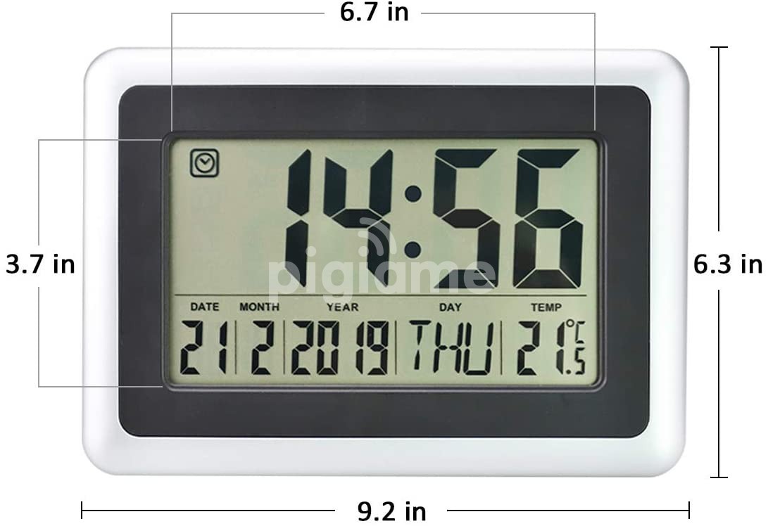 Digital led wall clock with alarm date temperature in
