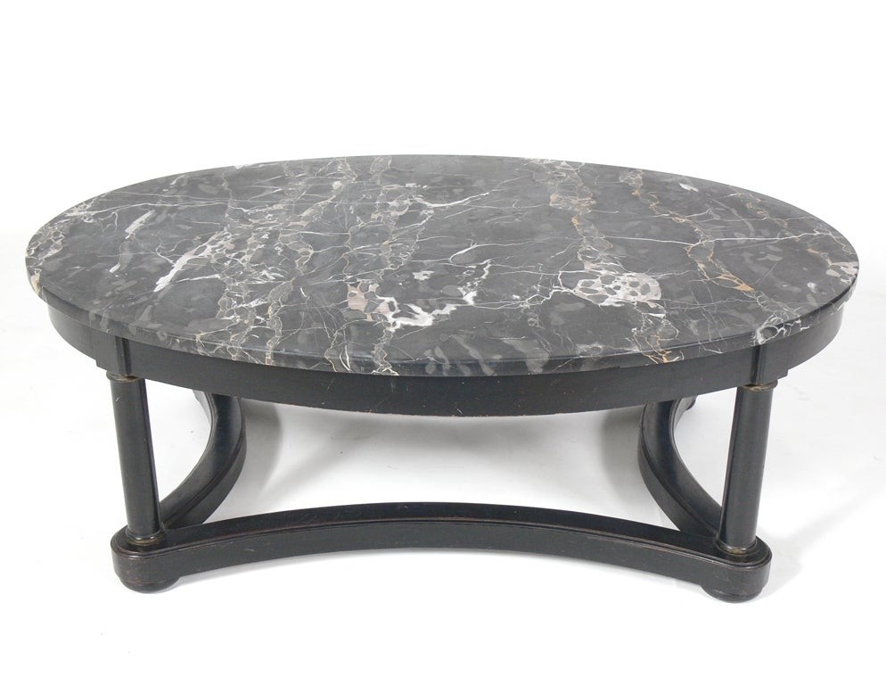 Elegant 1940s oval marble top coffee table at 1stdibs 1