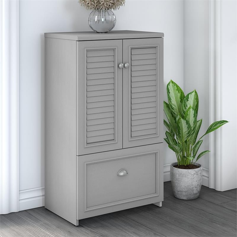 Fairview shoe storage cabinet with doors in cape cod gray