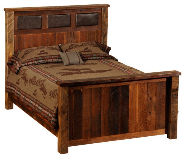 Fireside lodge reclaimed wood and leather bed full size