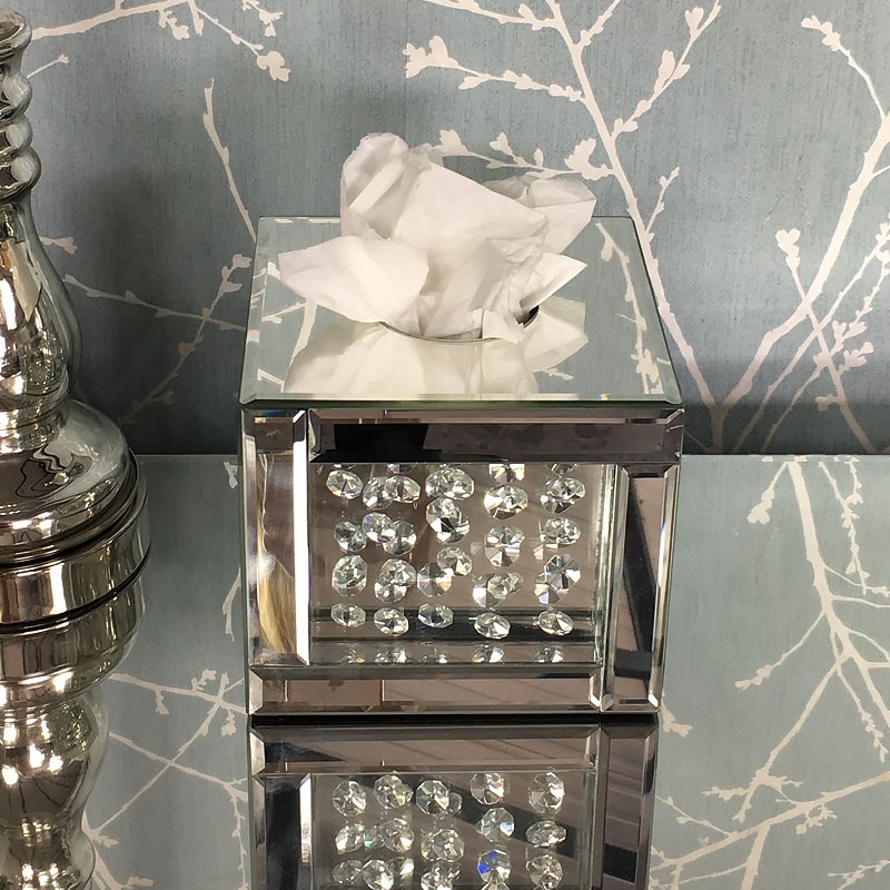 Floating crystal square mirrored tissue box cover 2
