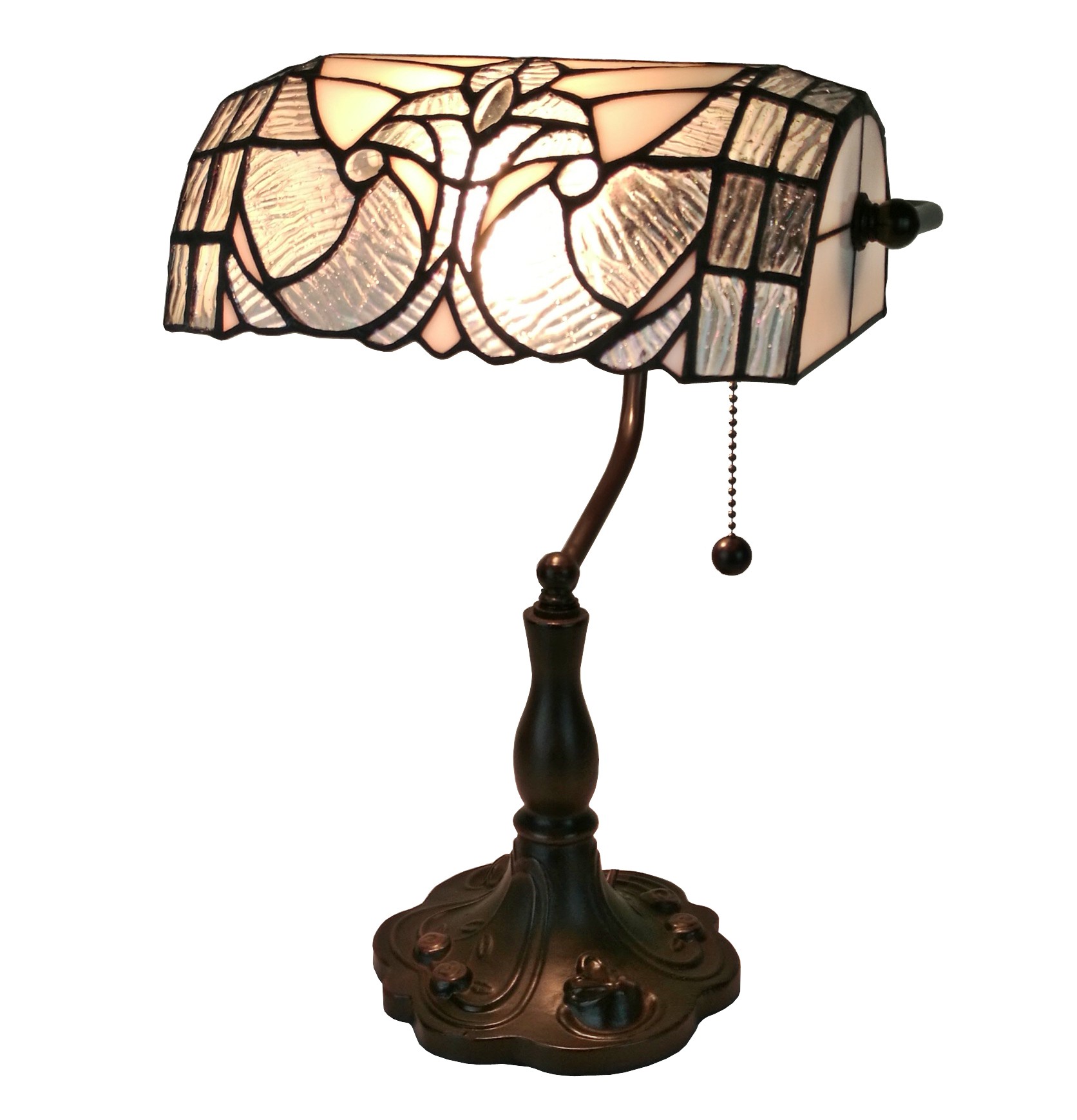 Floral banker tiffany style table lamp 13 in