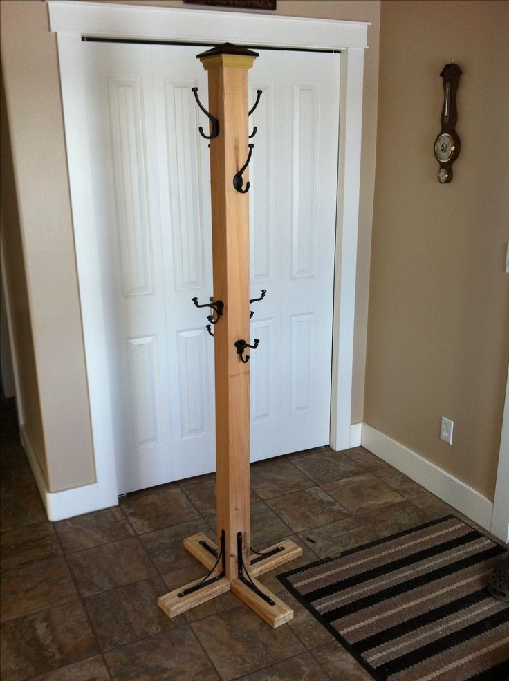 Free standing post base how to build a coat tree