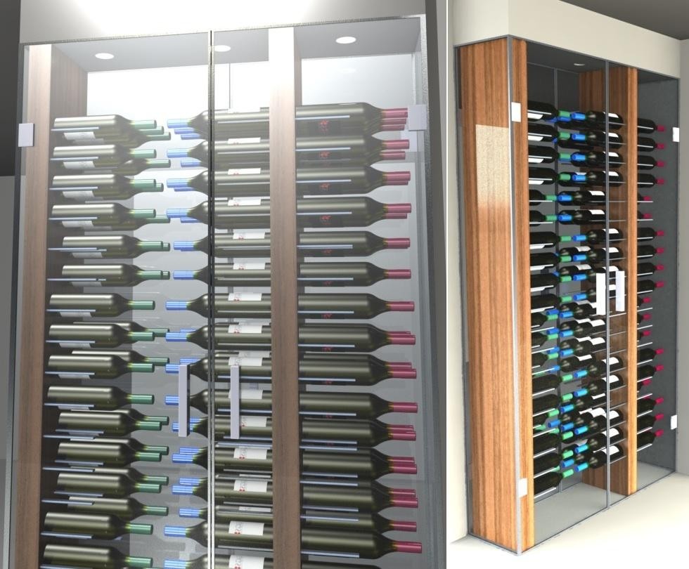 Glass wine cellars stact wine racks