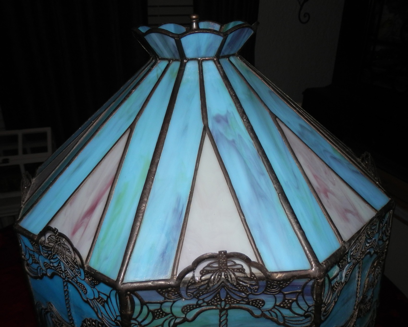 Handcrafted slag glass carousel lamp sold 4