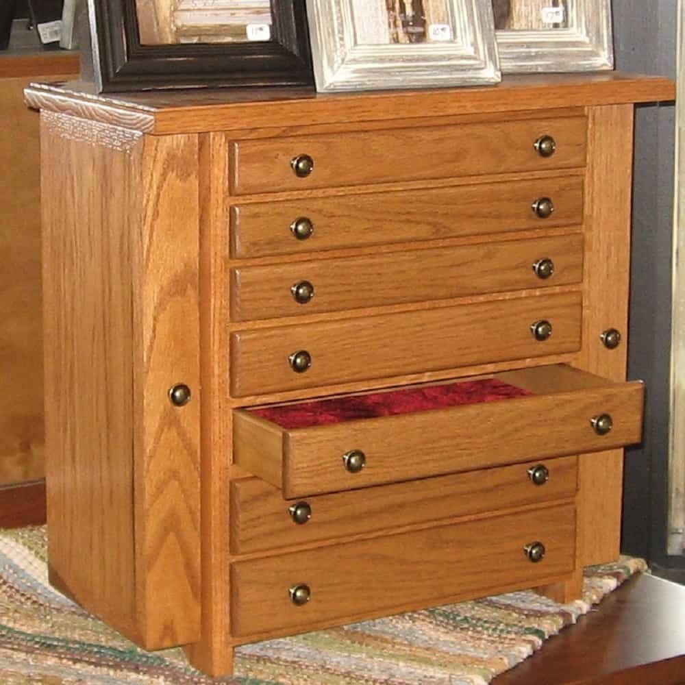 Jewelry chest with 7 drawers and 2 side opening doors