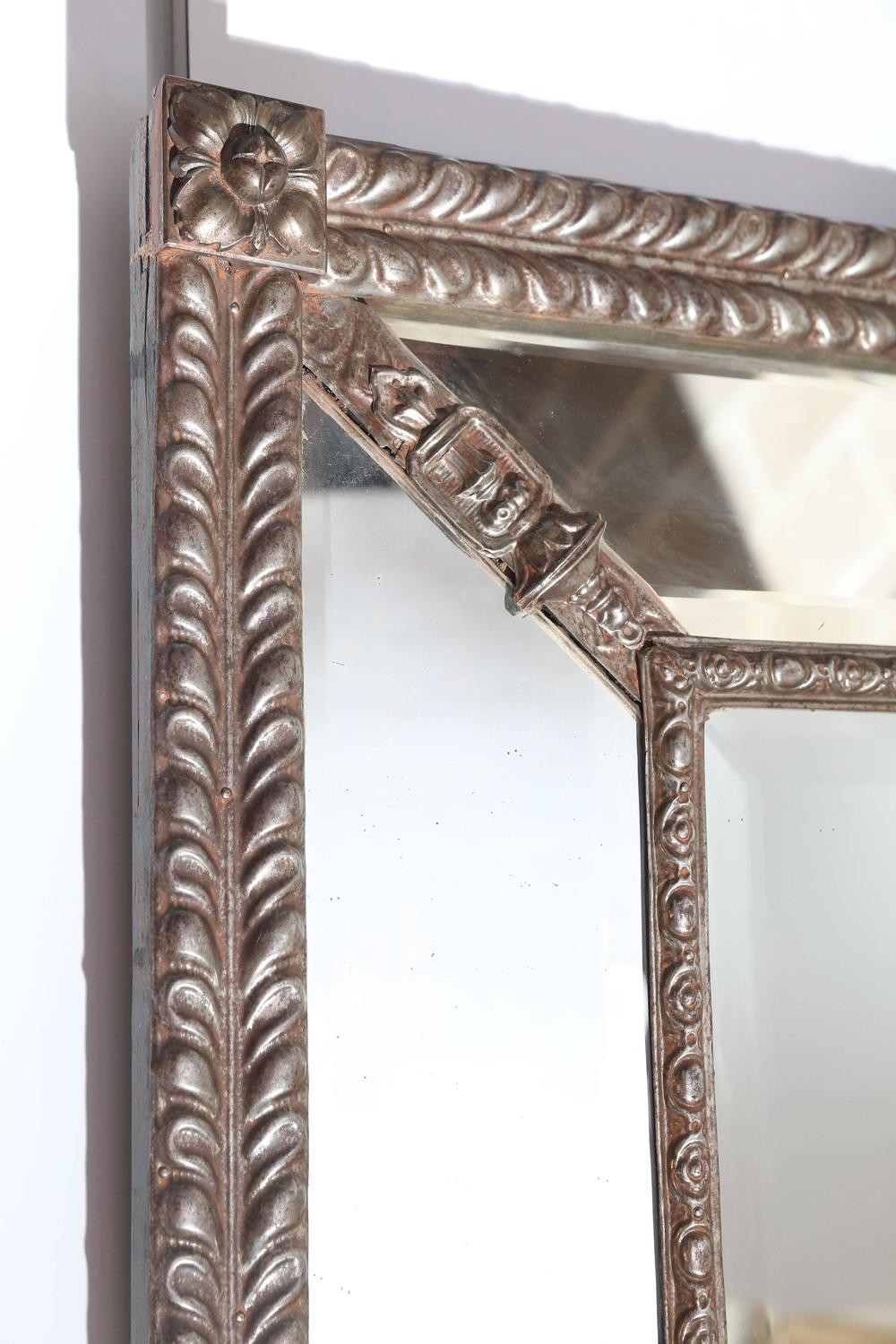 Large beveled mirror with decorative metal frame for sale 1
