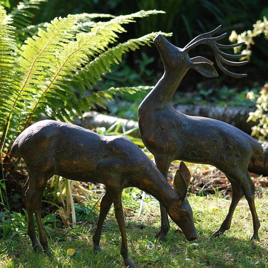 Large deer pair garden ornament garden ornaments