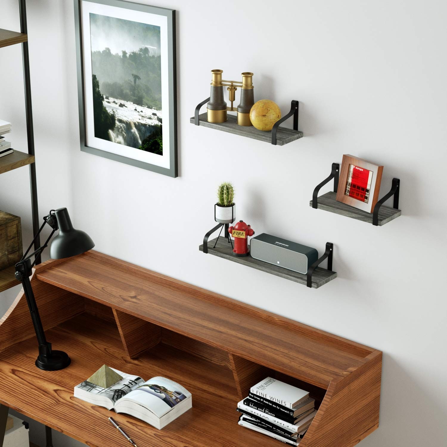 Love kankei floating shelves wall mounted rustic wood wall