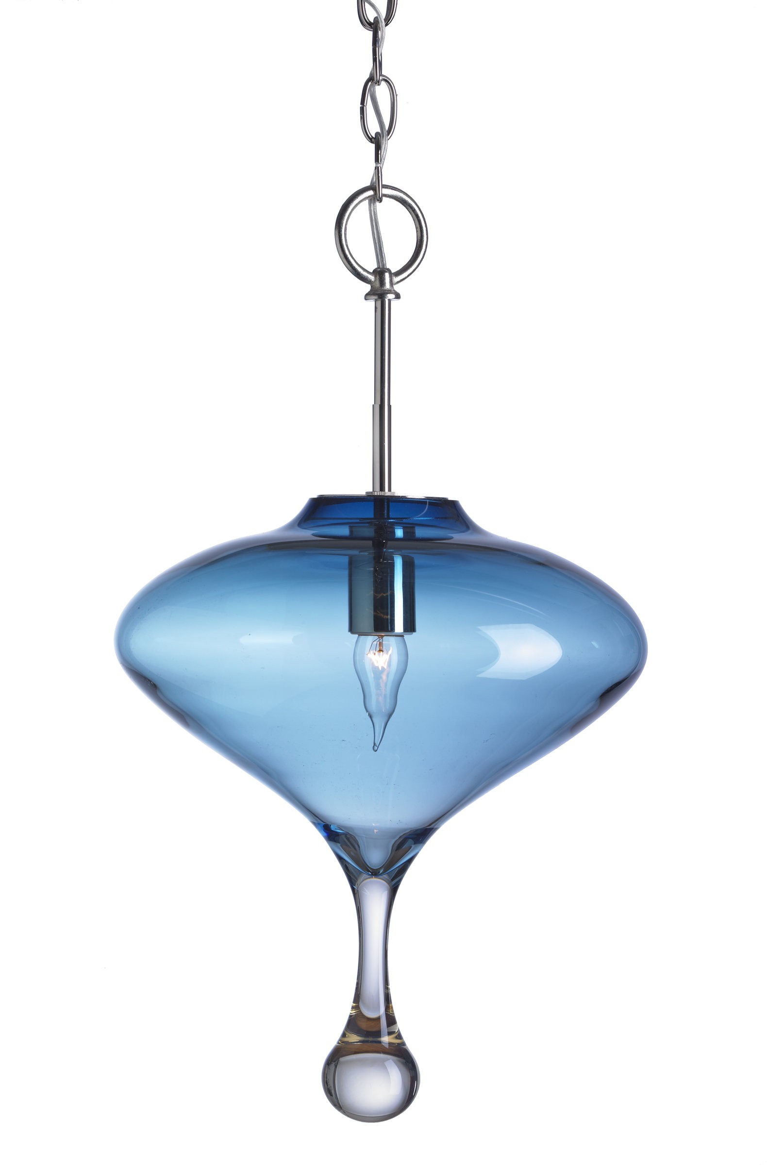 Martini droplet in steel blue by moshe bursuker art glass