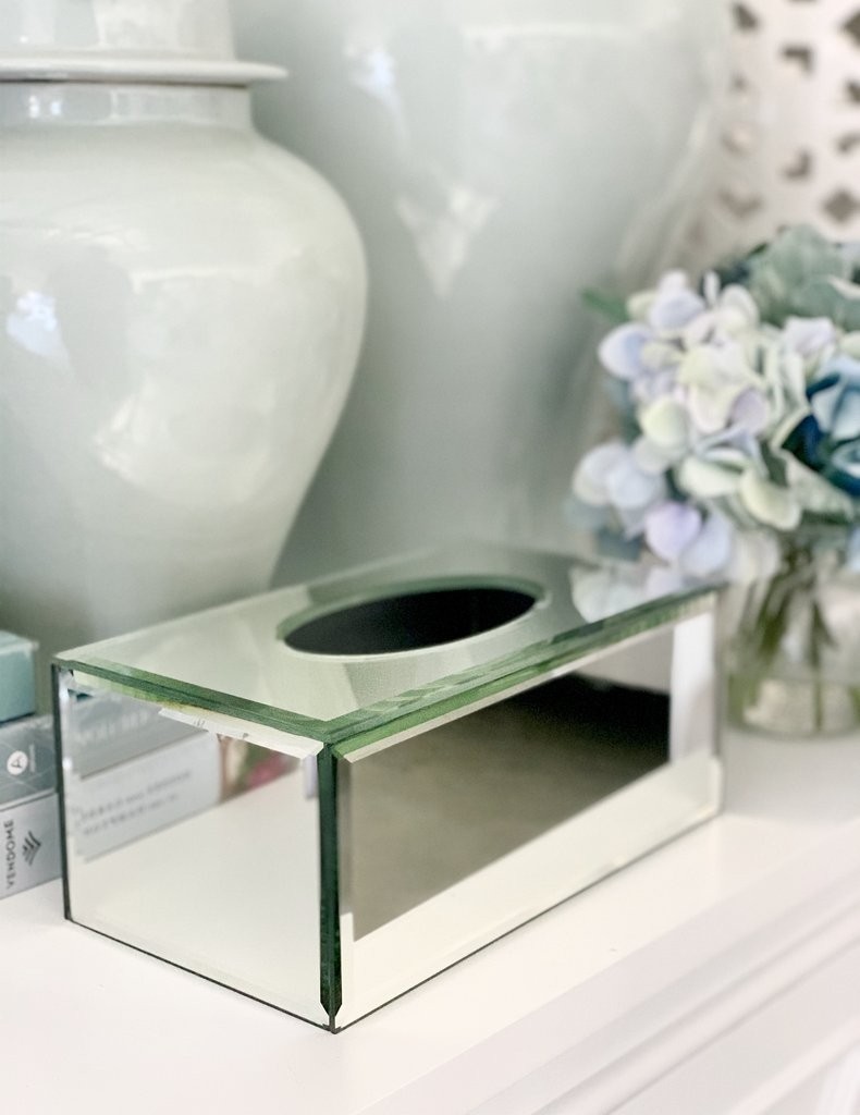 Mirrored tissue box cover luxe furniture homewares