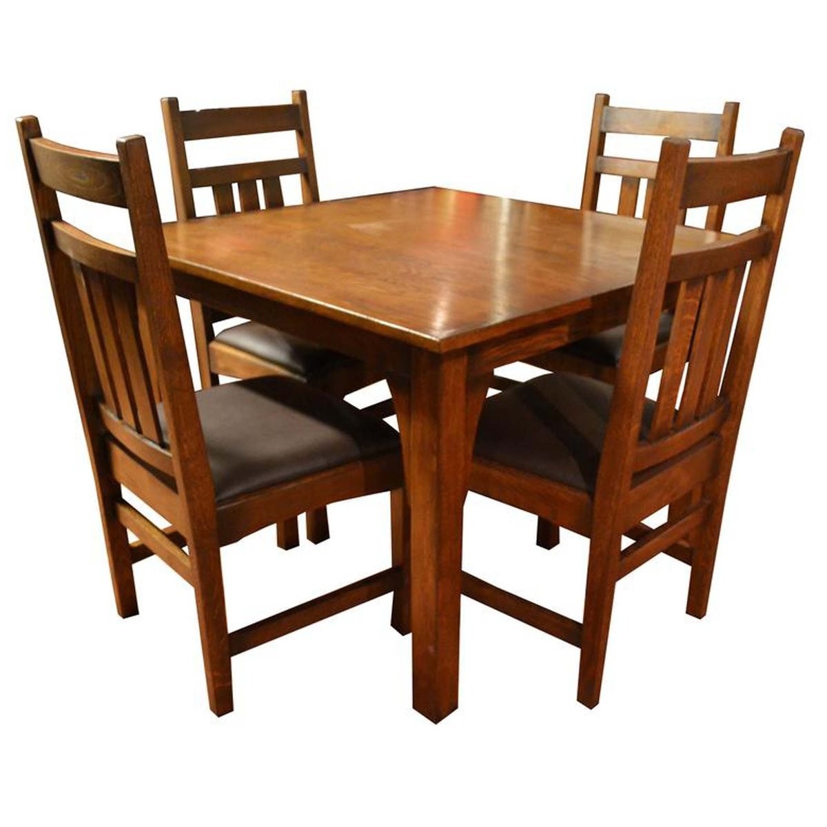 Mission solid oak 42 square table dining set w 4