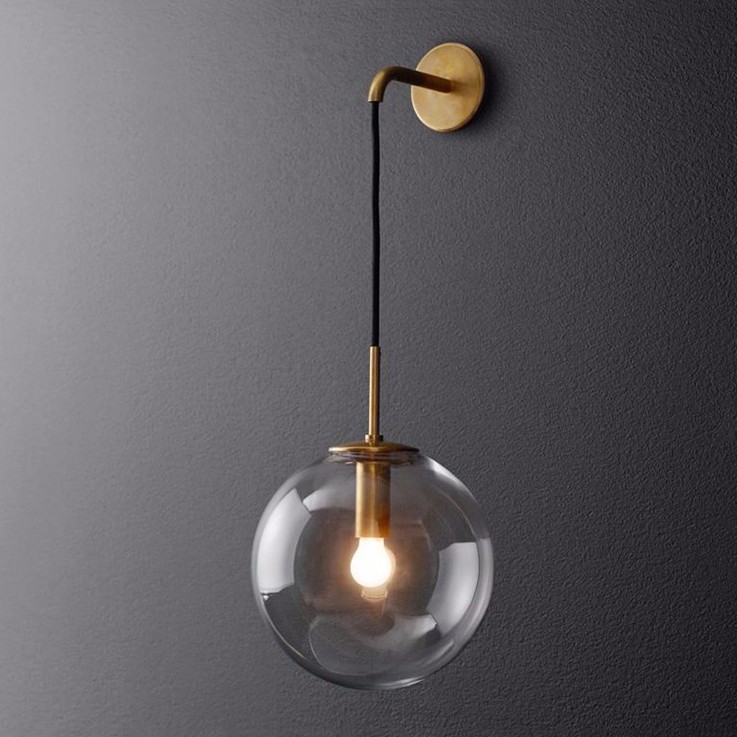 Modern style 9 8 wide hanging wall sconce with clear