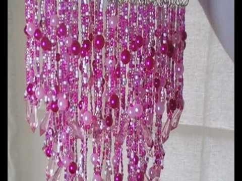 Multi beaded pink chandelier light lamp shade youtube