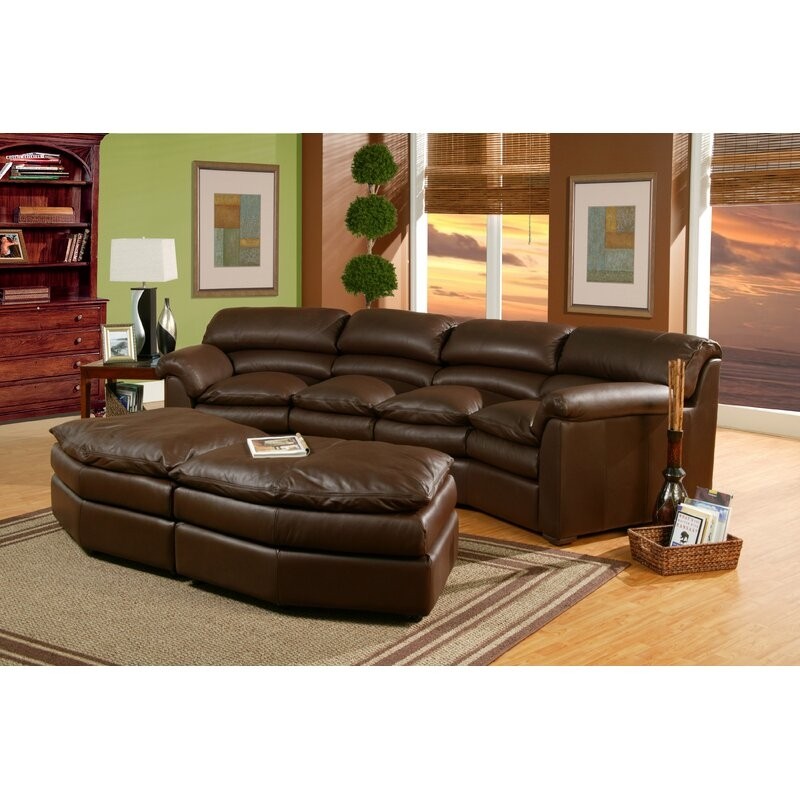 Omnia leather canyon leather curved sofa perigold