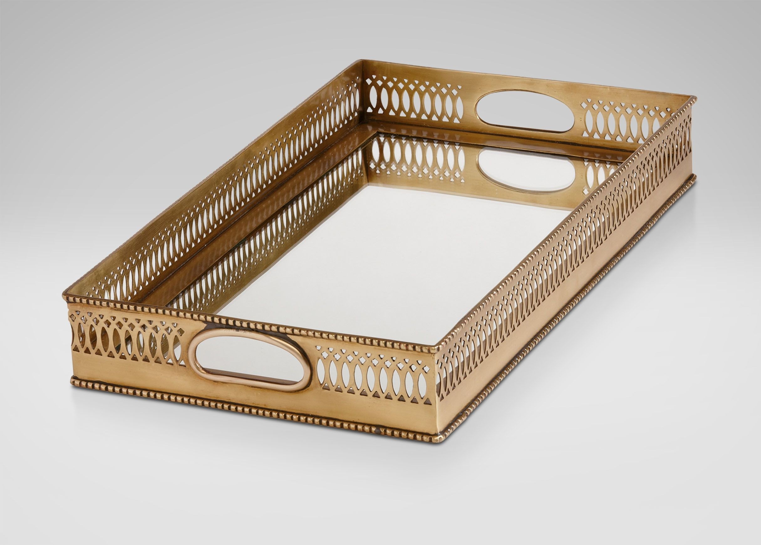 Rectangular mirrored brass tray brass tray serving tray