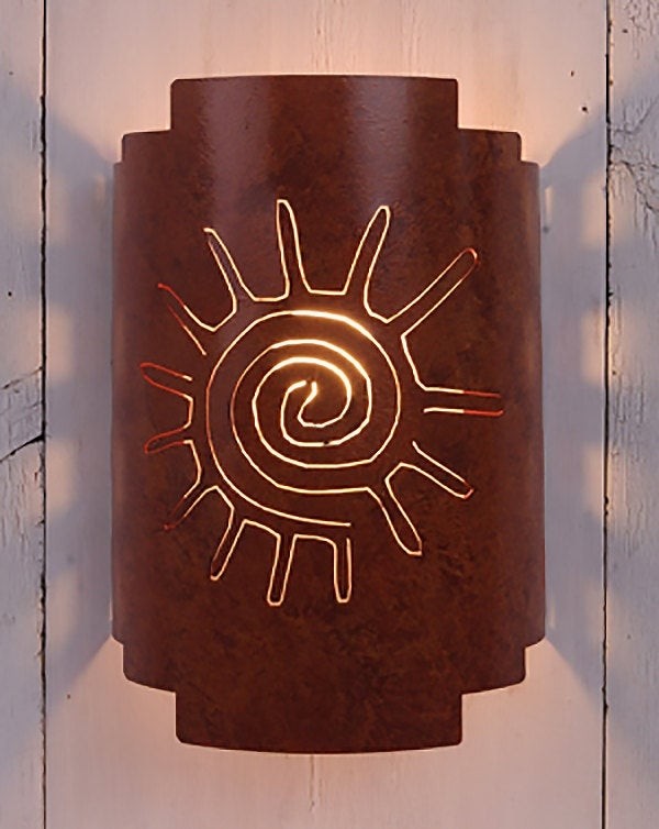Rustic sun wall sconce light cover indoor by