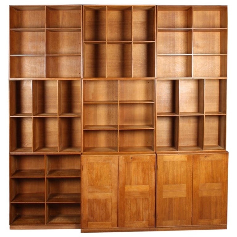 Scandinavian bookcase in patinated oak by mogens koch 1