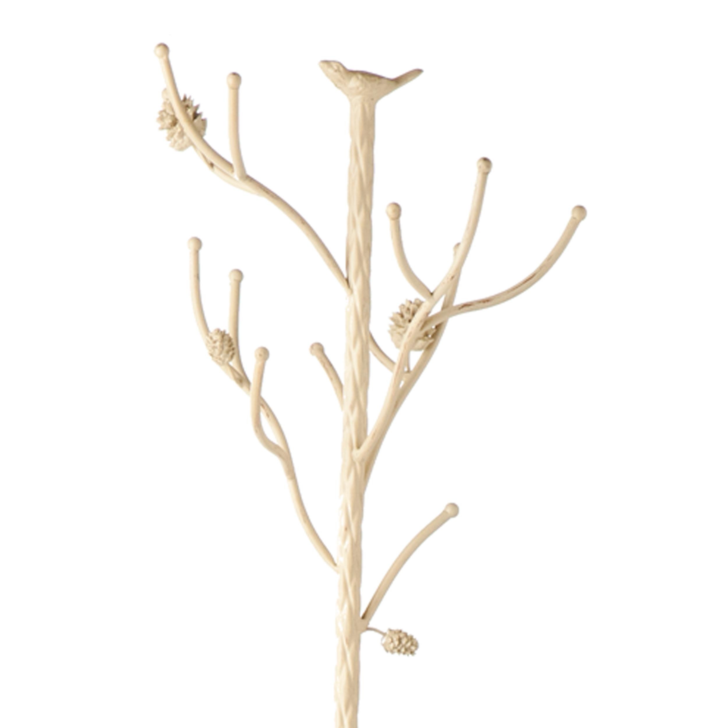 Sei bird and branch antique white hall tree 3