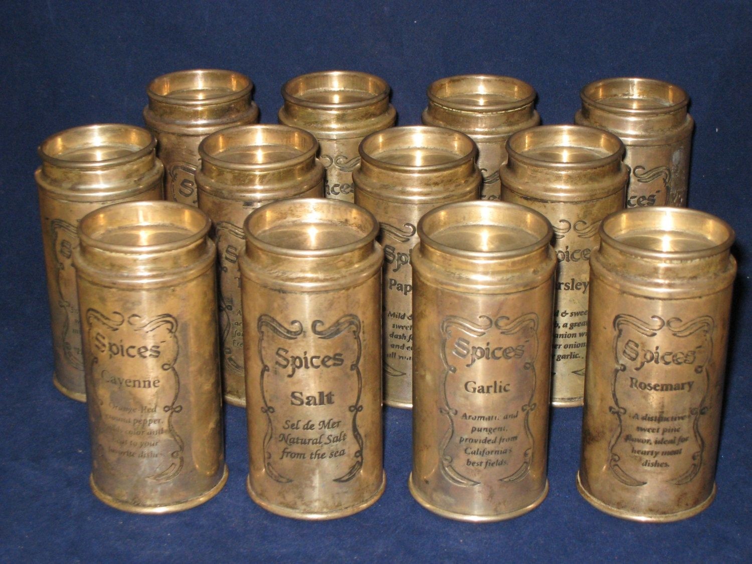 Silver plated spice jars antique vintage spice jars set of