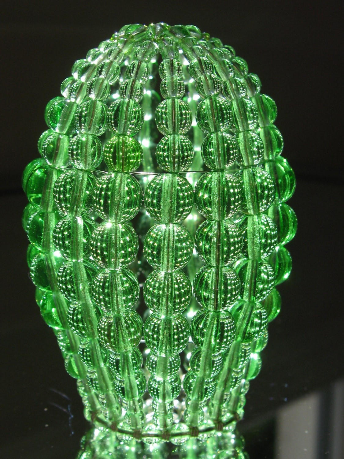 Small beaded chandelier light bulb cover spring green by