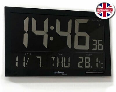Technoline ws8007 large lcd digital wall clock with date