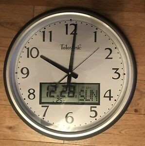 Telesonic 17 large round day date lcd digital wall clock