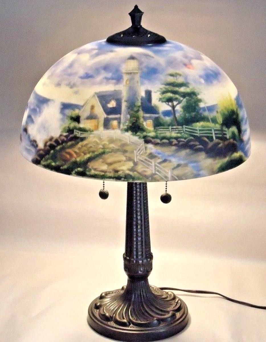 Thomas kinkade reverse painted lamps for sale only 3