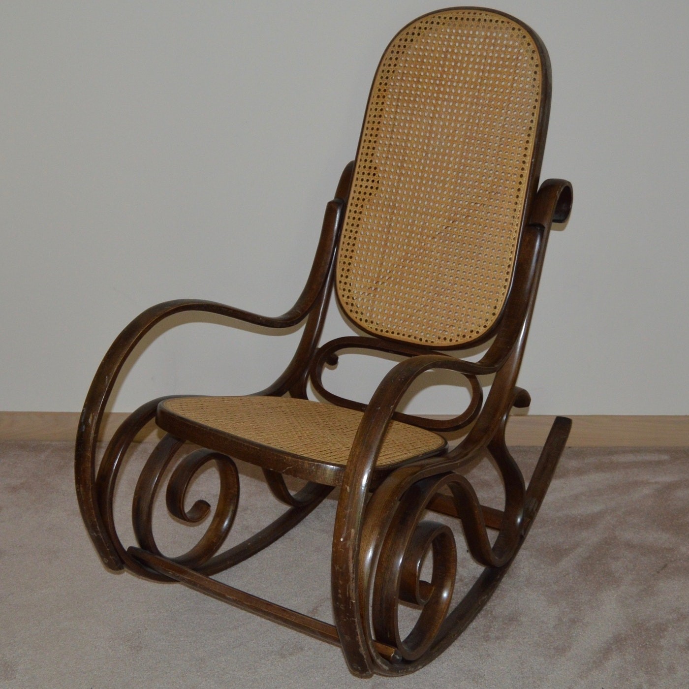 Thonet style bentwood cane rocking chair ebth
