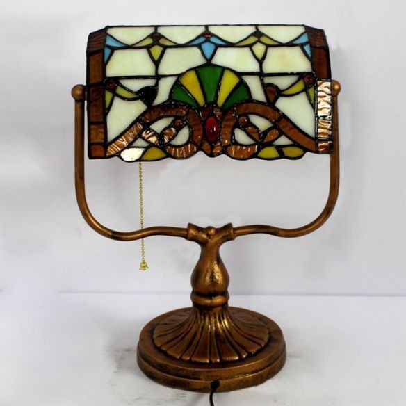Tiffany style banker lamp stained glass 1 light art deco