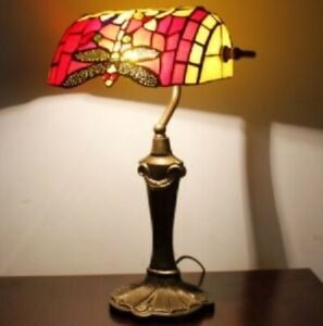 Tiffany style bankers lamp desk light handcrafted stained
