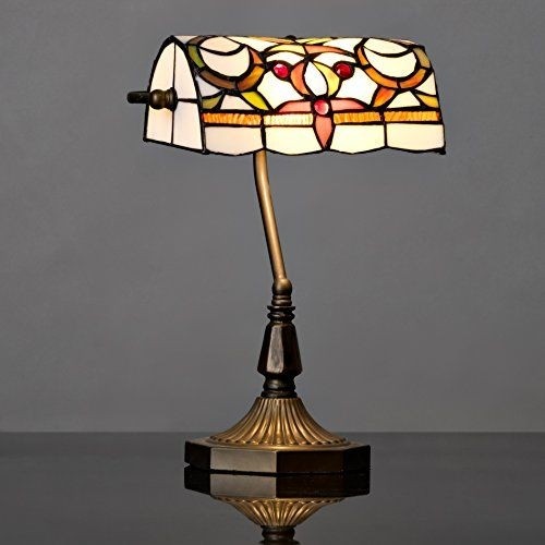 Tiffany style white patterned bankers desk lamp tiffany s 1